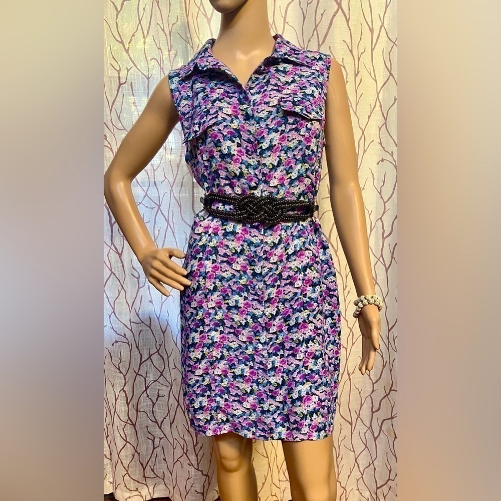 VINTAGE👗 LIMITED London,Paris,NY-Floral Button down Shirtdress women’s LG